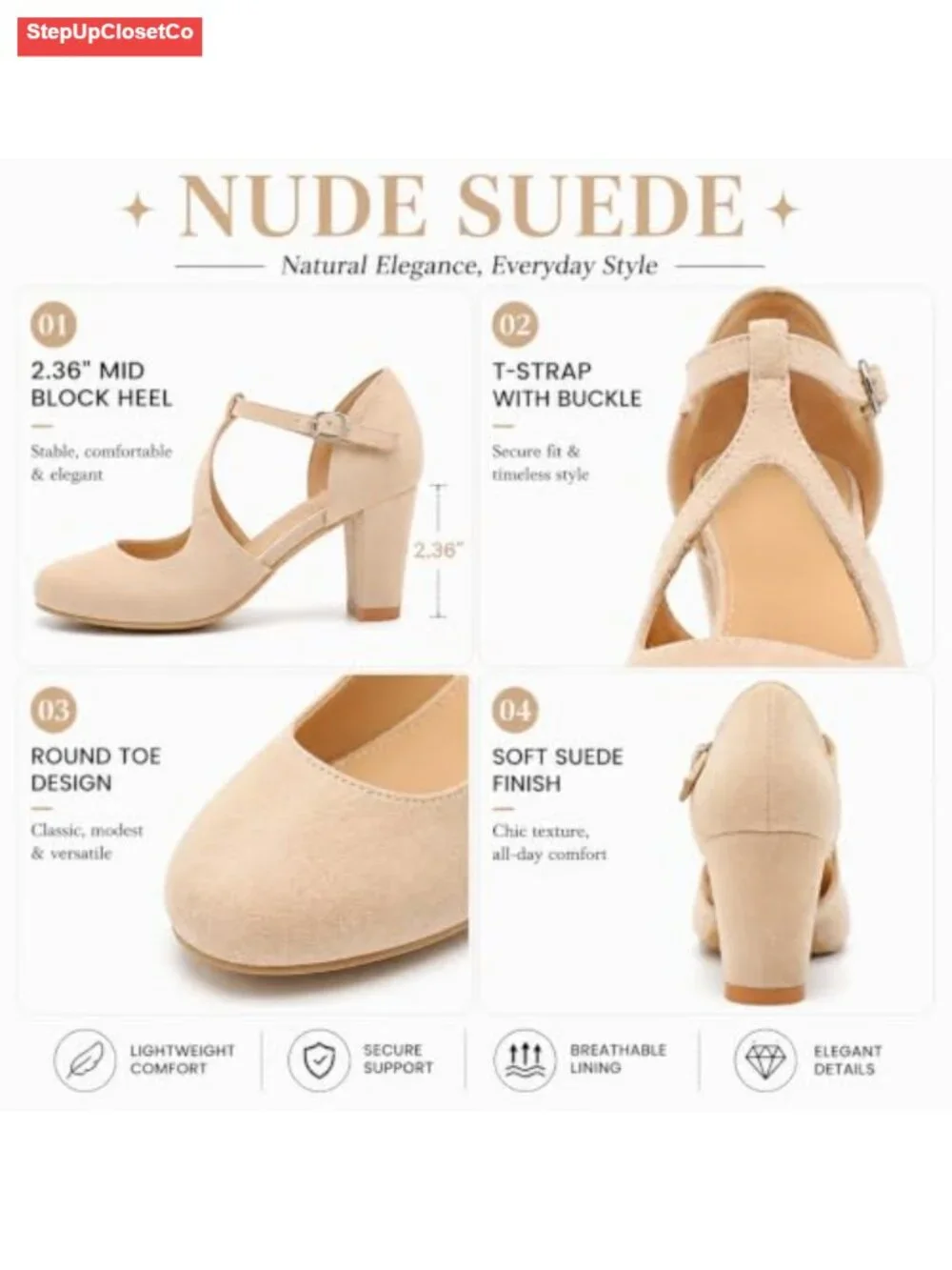 Vintage T Strap Mary Jane Pumps Block Heel Dress Shoes Women's